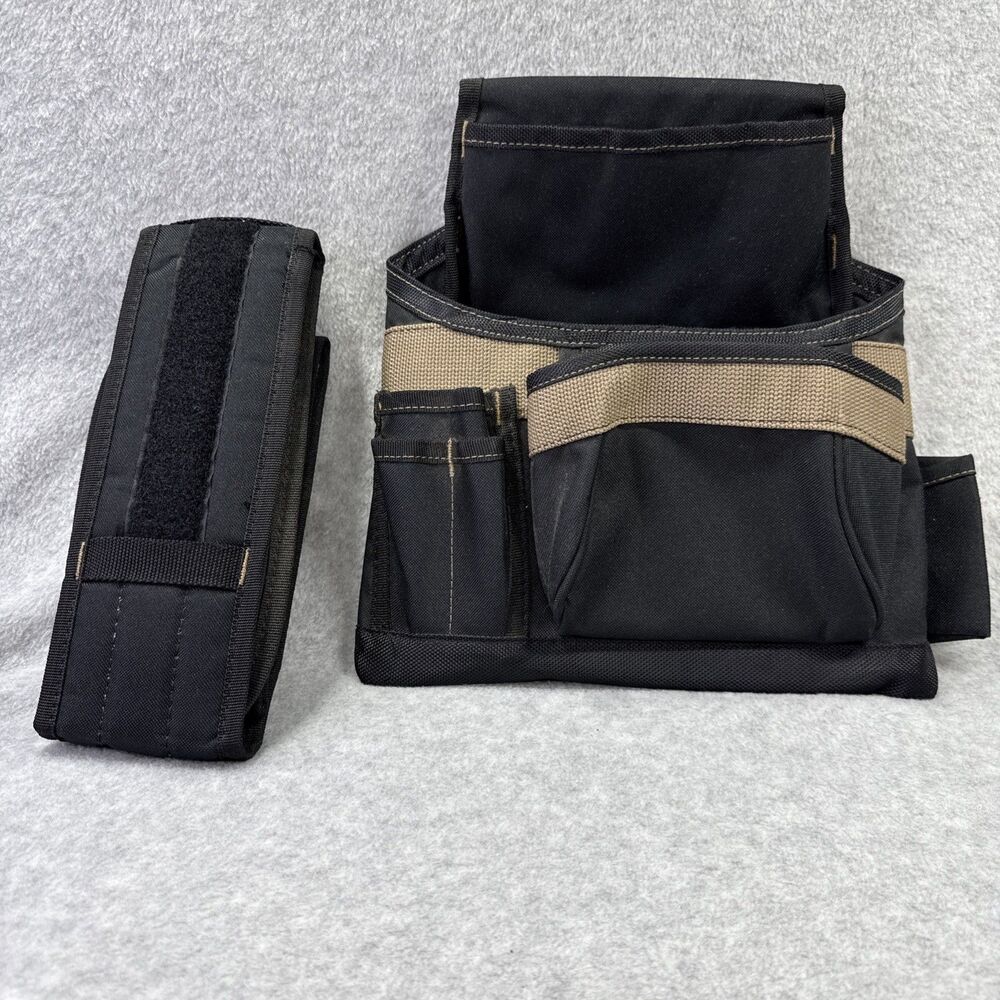 CLC 1604 2 Pc. Black Tool Belt Carpenters Apron 12x13" with 7 Pockets  49" Belt